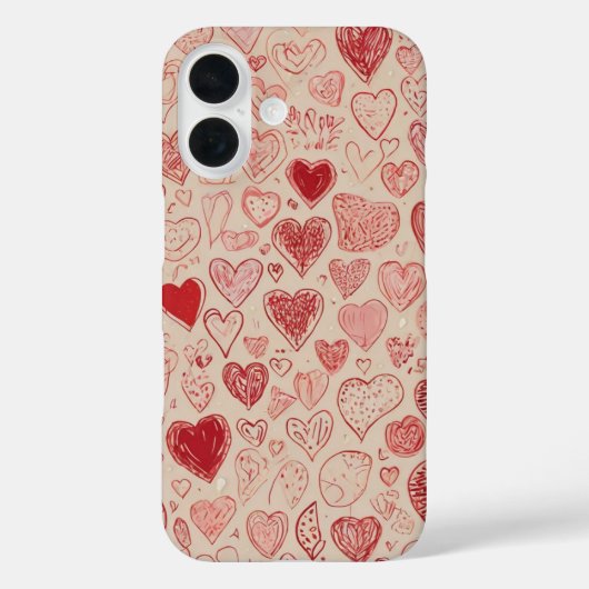Whimsical Doodle Hearts Case-Mate iPhone Hülle (Rückseite)