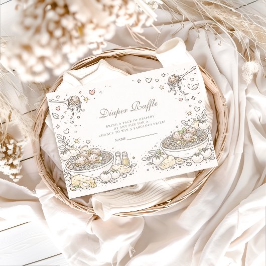 Whimsical Doodle Little Meatball Diapper Raffle Begleitkarte