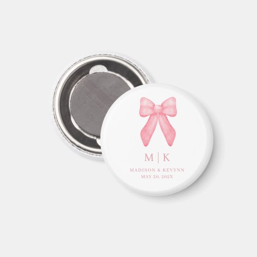 Whimsical Doodle Pink Bow | Hochzeit Magnet (Vorderseite/Rückseite)