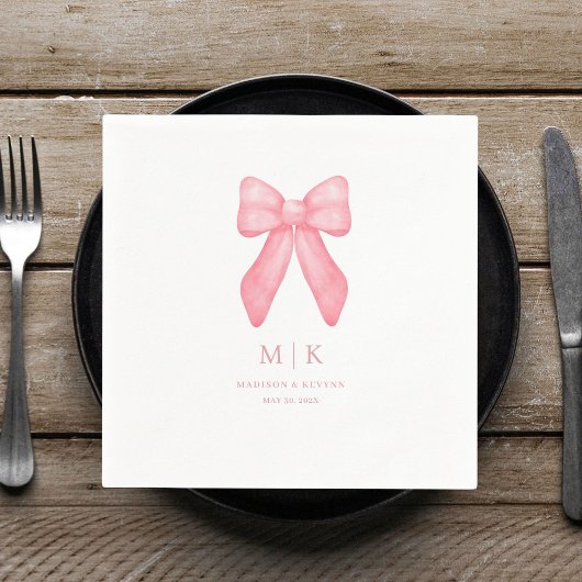 Whimsical Doodle Pink Bow | Hochzeit von Napkins Serviette