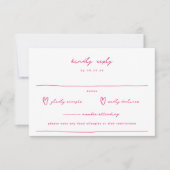 Whimsical Doodle Pink Wedding RSVP Karte (Vorderseite)