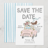 Whimsical Doodle Quirky Save the Date  (Vorne/Hinten)