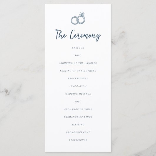 Whimsical Doodle Retro Light Blue Wedding Programm (Vorderseite)