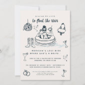 Whimsical Doodle River Float Bachelorette Einladung (Vorderseite)