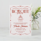 Whimsical Doodle Rosa Bachelorette Itinerary Einladung (Stehend Vorderseite)