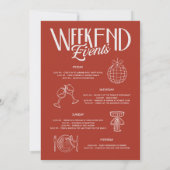 Whimsical Doodle Rosa Bachelorette Itinerary Einladung (Rückseite)