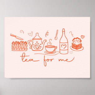 Whimsical Doodle Tee für mich, Tea Party Küche Poster