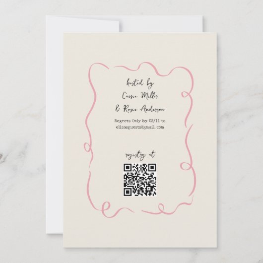 Whimsical Doodle Valentine's Brautparty Einladung (Rückseite)