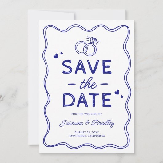 Whimsical Doodle Wedding Save The Date (Vorderseite)
