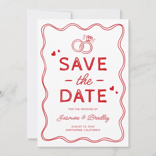 Whimsical Doodle Wedding Save The Date (Vorderseite)