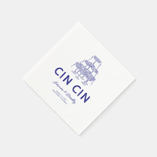 Whimsical Doodle Wedding Serviette (Ecke)