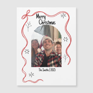 Whimsical Doodle Weihnachtskarte mit Foto Magnetkarte