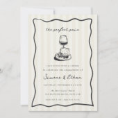 Whimsical Doodle WIne & Cheese Engagement Party Einladung (Vorderseite)