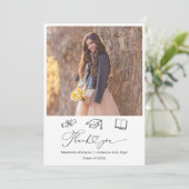 Whimsical Doodle Zwei-Foto-Abschluss Dankeskarte (Stehend Vorderseite)