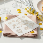 Whimsical Doodles Gold Cheers to New Year Party Serviette