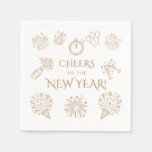 Whimsical Doodles Gold Cheers to New Year Party Serviette (Vorderseite)