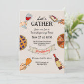 Whimsical Doodles Hand Drawn Friendsgiving Einladung (Stehend Vorderseite)