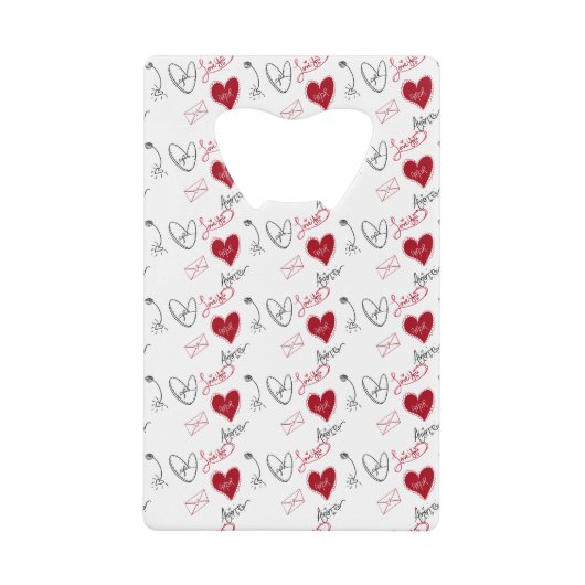 Whimsical Doodles Hand Drawn Valentines Day Geldbeutel Flaschenöffner (Vorderseite)