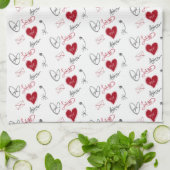 Whimsical Doodles Hand Drawn Valentines Day Geschirrtuch (Gefaltet)
