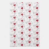 Whimsical Doodles Hand Drawn Valentines Day Geschirrtuch (Vertikal)