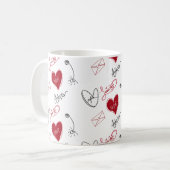 Whimsical Doodles Hand Drawn Valentines Day Kaffeetasse (Vorderseite Links)
