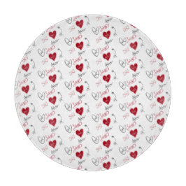 Whimsical Doodles Hand Drawn Valentines Day  Schneidebrett