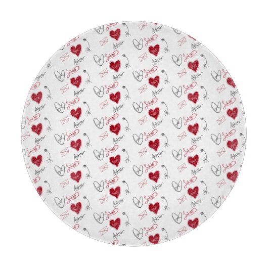 Whimsical Doodles Hand Drawn Valentines Day  Schneidebrett (Vorderseite)