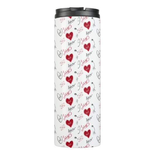 Whimsical Doodles Hand Drawn Valentines Day  Thermosbecher (Rückseite)