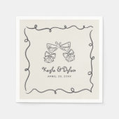 Whimsical Doodles Hand Drawn Wavy Frame Wedding Serviette (Vorderseite)