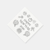Whimsical Doodles Happy New Year 2026 Serviette (Ecke)