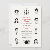 Whimsical Doodles Portraits Weihnachtsessen Einladung (Vorderseite)