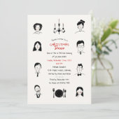 Whimsical Doodles Portraits Weihnachtsessen Einladung (Stehend Vorderseite)