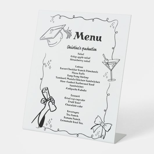 Whimsical Doodles Style Handgezeichneter Abschluss Sockelschild (Vorderseite)