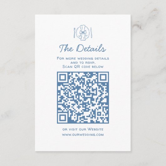 Whimsical Doodles Wedding Details UAWG QR Code Begleitkarte (Vorderseite)