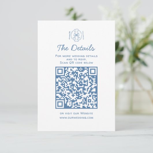 Whimsical Doodles Wedding Details UAWG QR Code Begleitkarte (Stehend Vorderseite)