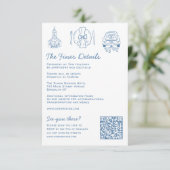 Whimsical Doodles Wedding Details UAWG QR Code Begleitkarte (Stehend Vorderseite)