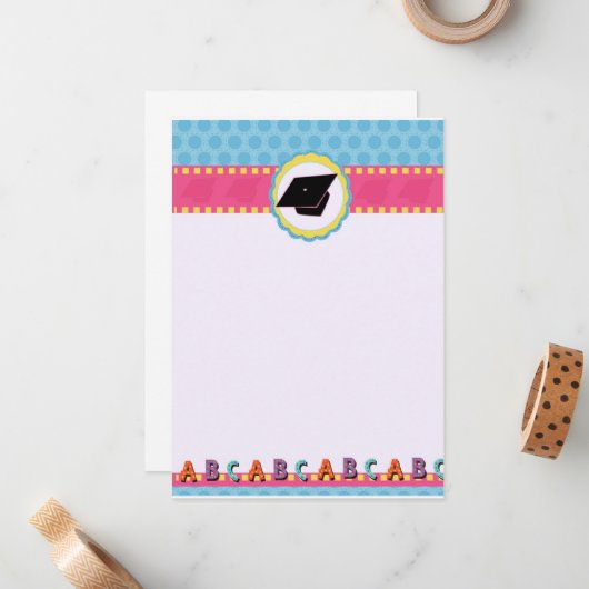 Whimsical Dots Preschool/Kindergarten Abschluss Mitteilungskarte (Vorderseite/Rückseite Beispiel)