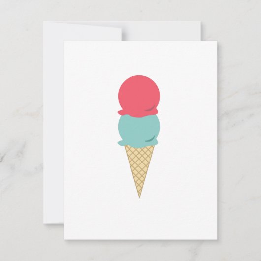 Whimsical Double Scoop Ice Creme Cone Einladung (Vorderseite)