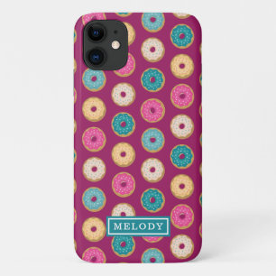 Whimsical Doughnut Pattern auf Lila Case-Mate iPhone Hülle