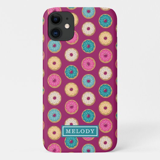 Whimsical Doughnut Pattern auf Lila Case-Mate iPhone Hülle (Rückseite)