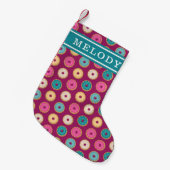 Whimsical Doughnut Pattern auf Lila Kleiner Weihnachtsstrumpf (Vorderansicht (hängend))