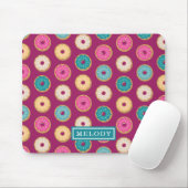 Whimsical Doughnut Pattern auf Lila Mousepad (Mit Mouse)