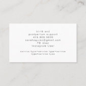 Whimsical Doula Blume Muster Business Card Visitenkarte (Rückseite)