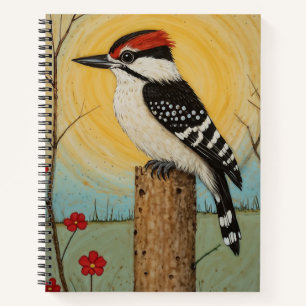 Whimsical Downy Woodpecker Notizblock