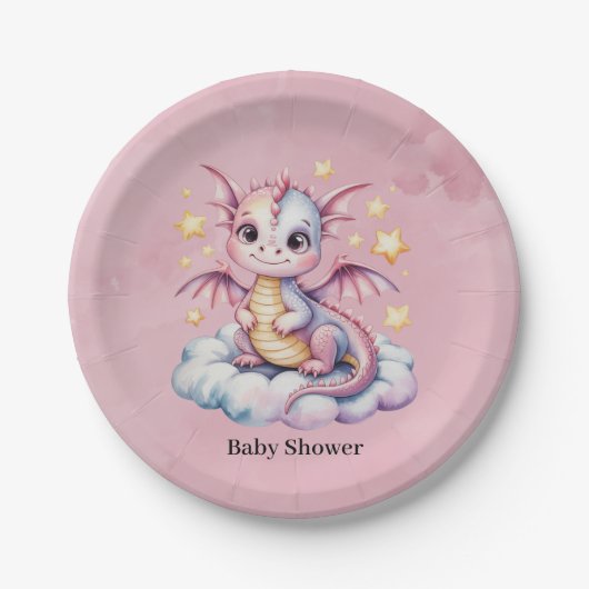 Whimsical Dragon auf einer Wolkendusche Pappteller (Vorderseite)