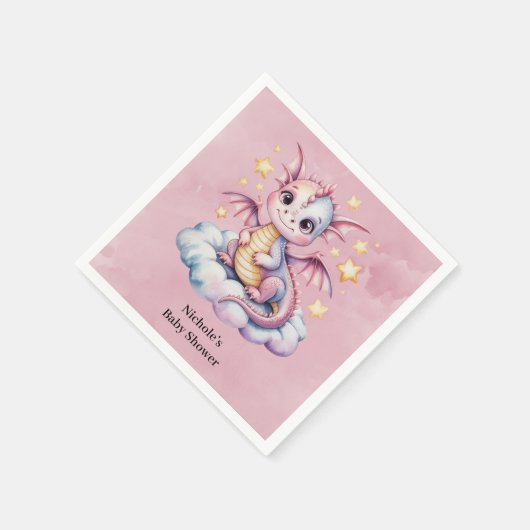 Whimsical Dragon auf einer Wolkendusche Serviette (Ecke)