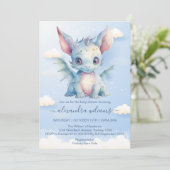 Whimsical Dragon Baby Boy Dusche Einladung (Stehend Vorderseite)
