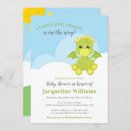Whimsical Dragon Baby Boy Dusche Einladung
