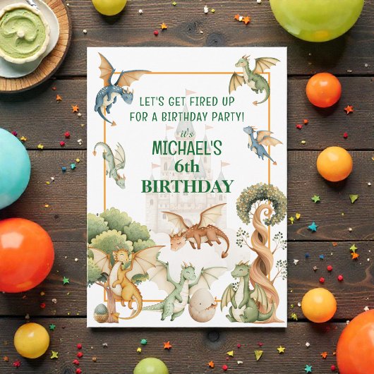 Whimsical Dragon Birthday  Invitation Einladung
