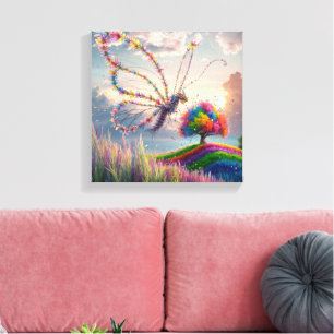 Whimsical Dragon Butterfly in Bloom: kompliziert Leinwanddruck